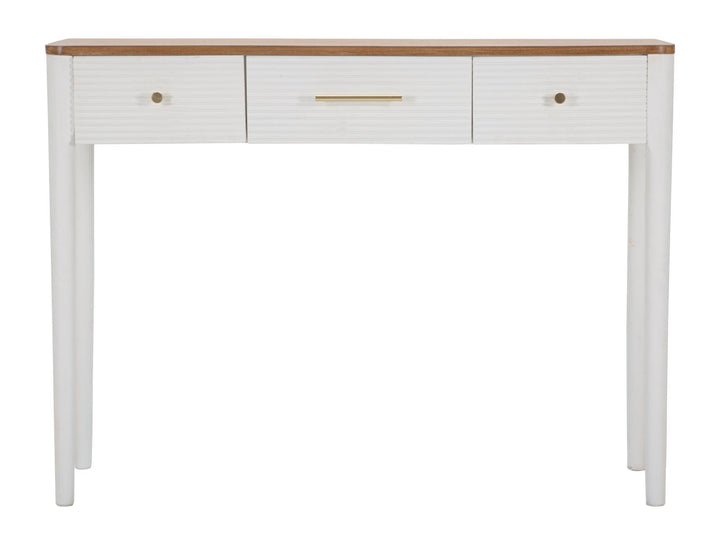 Mesa Consola Rectangular de Madera Blanca con 3 Cajones