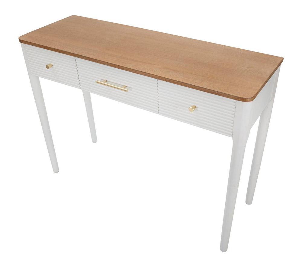 Mesa Consola Rectangular de Madera Blanca con 3 Cajones