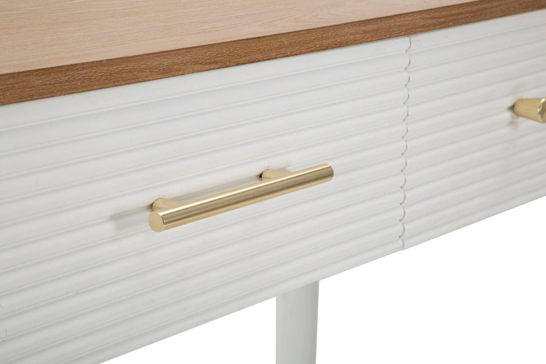 Mesa Consola Rectangular de Madera Blanca con 3 Cajones