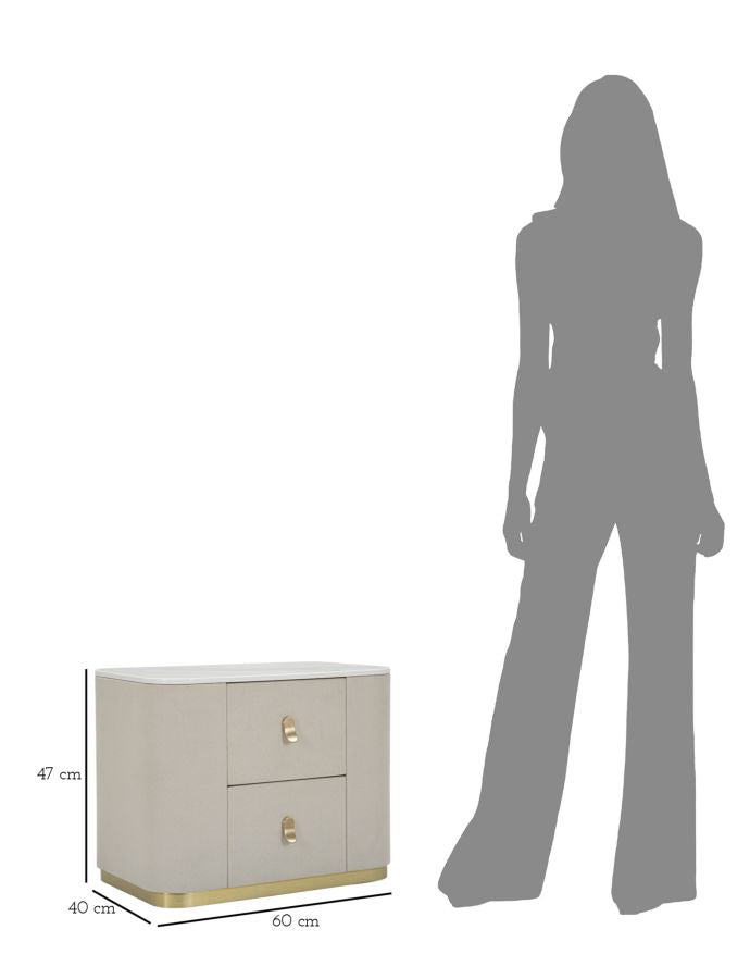 Mesita de noche crema con cajón – Beauty