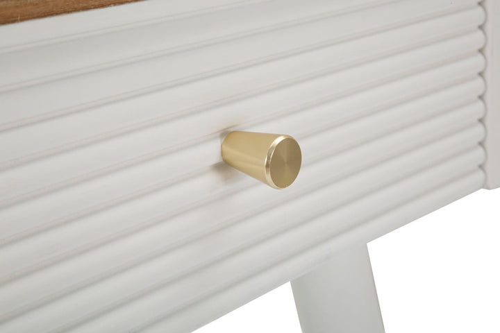 Mesa De Noche De Madera Blanca Con Cajones