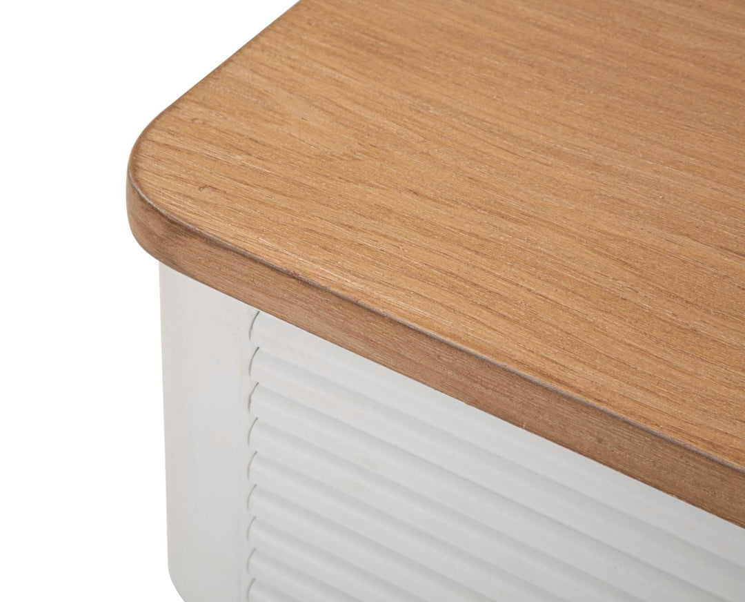 Mesa De Noche De Madera Blanca Con Cajones