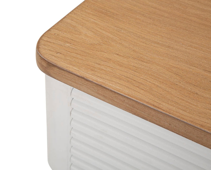 Mesa De Noche De Madera Blanca Con Cajones