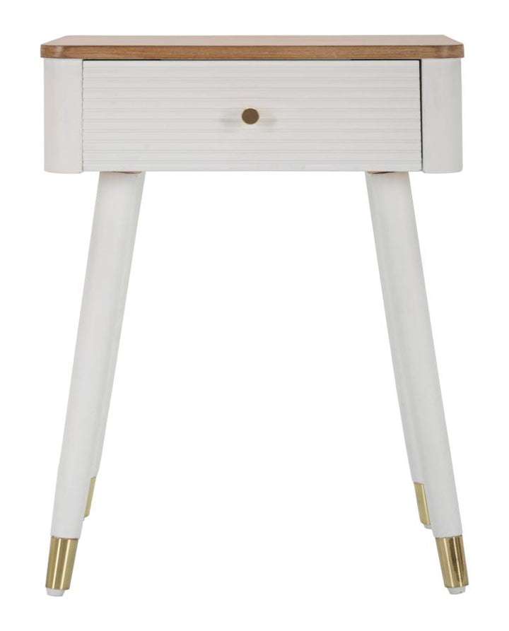 Mesa De Noche De Madera Blanca Con Cajones