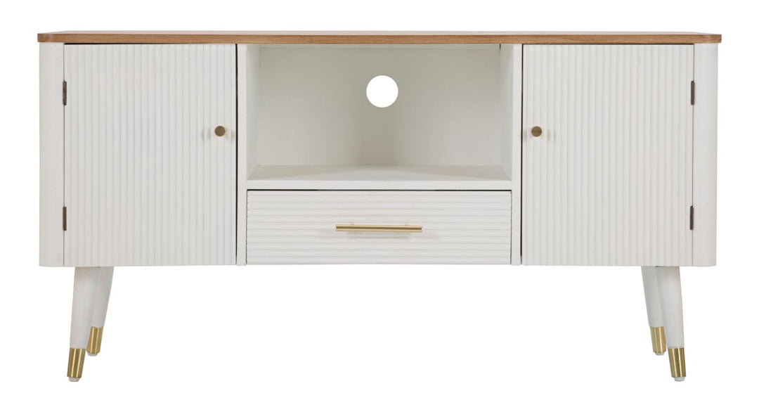 Mueble De Madera Blanca Con Tapa Marrón
