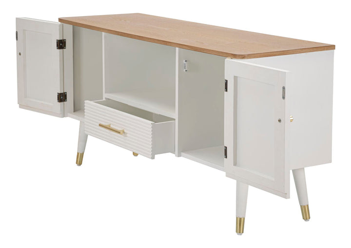 Mueble De Madera Blanca Con Tapa Marrón