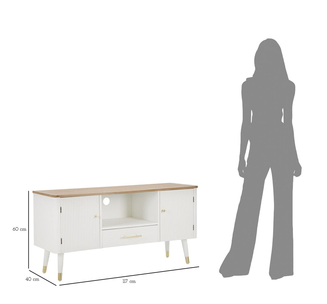 Mueble De Madera Blanca Con Tapa Marrón