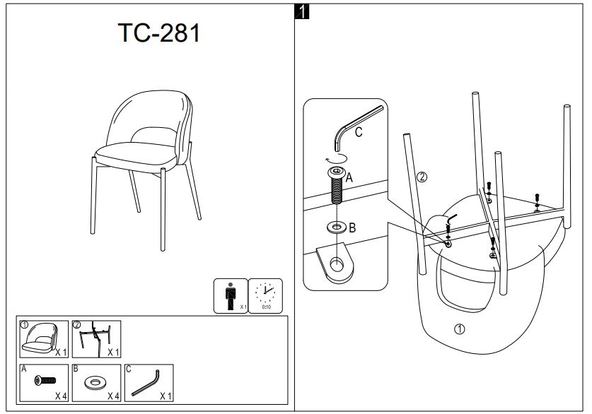 Par Silla Gris Estilo Años 70 con Patas Metal Negro