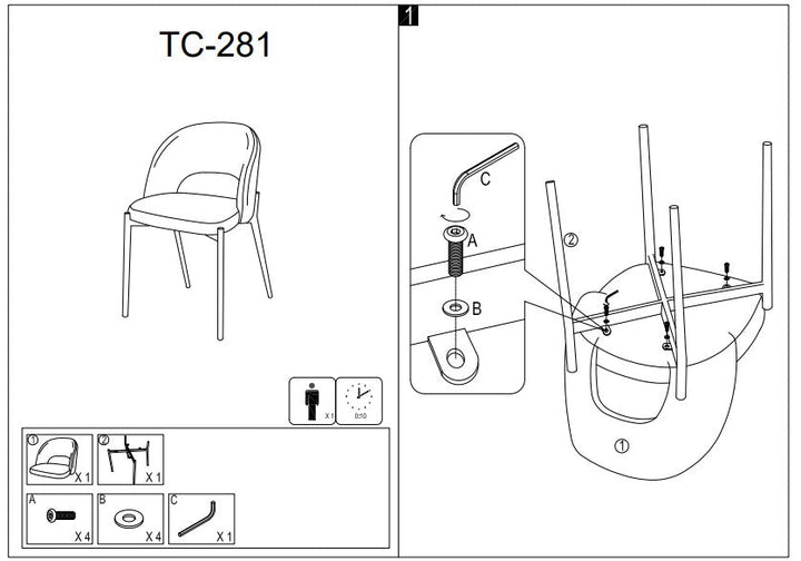 Par Silla Gris Estilo Años 70 con Patas Metal Negro