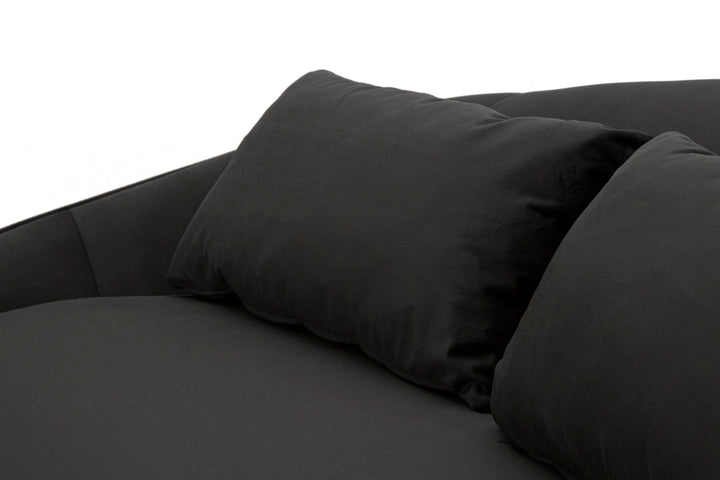 Sofá de tela negro de 3 plazas con cojines – Oslo moderno