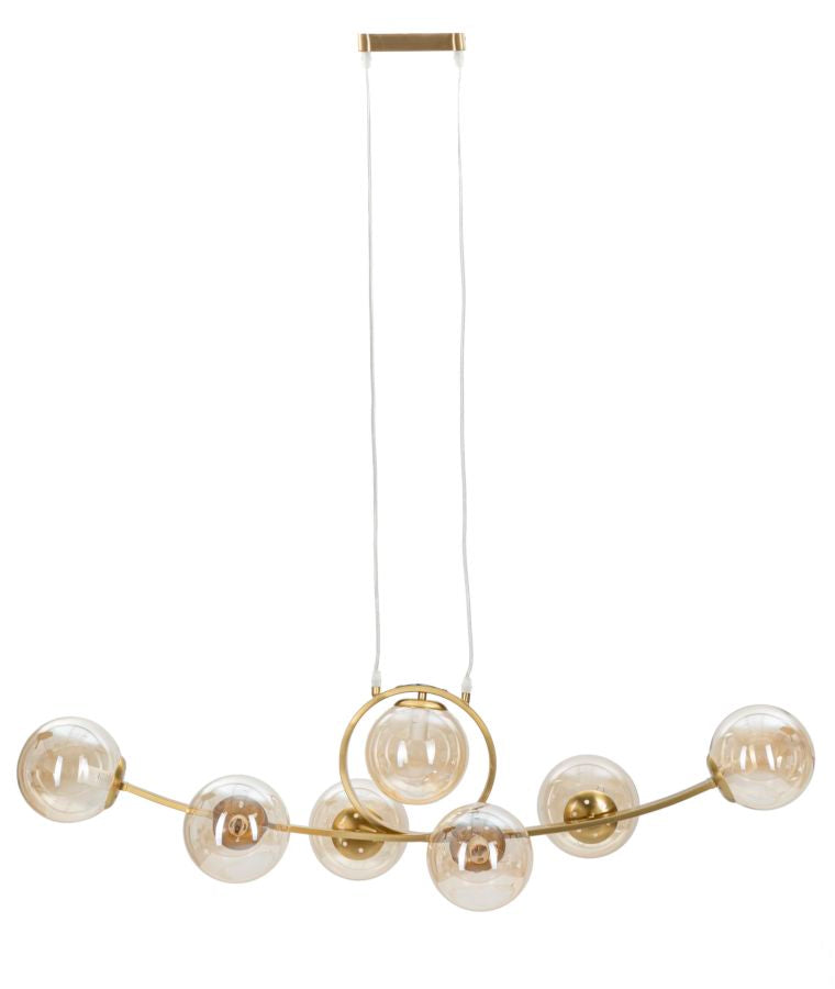 Lámpara de Techo de Metal Dorado con 7 Lámparas