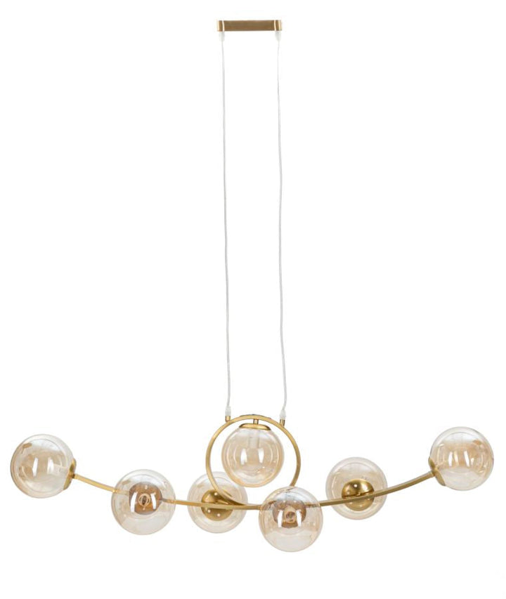 Lámpara de Techo de Metal Dorado con 7 Lámparas