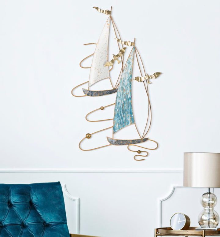 Decoración de pared en forma de velero de metal