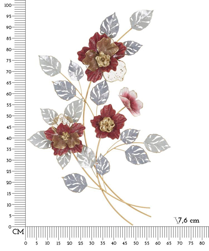 Decoración de pared con flores de metal