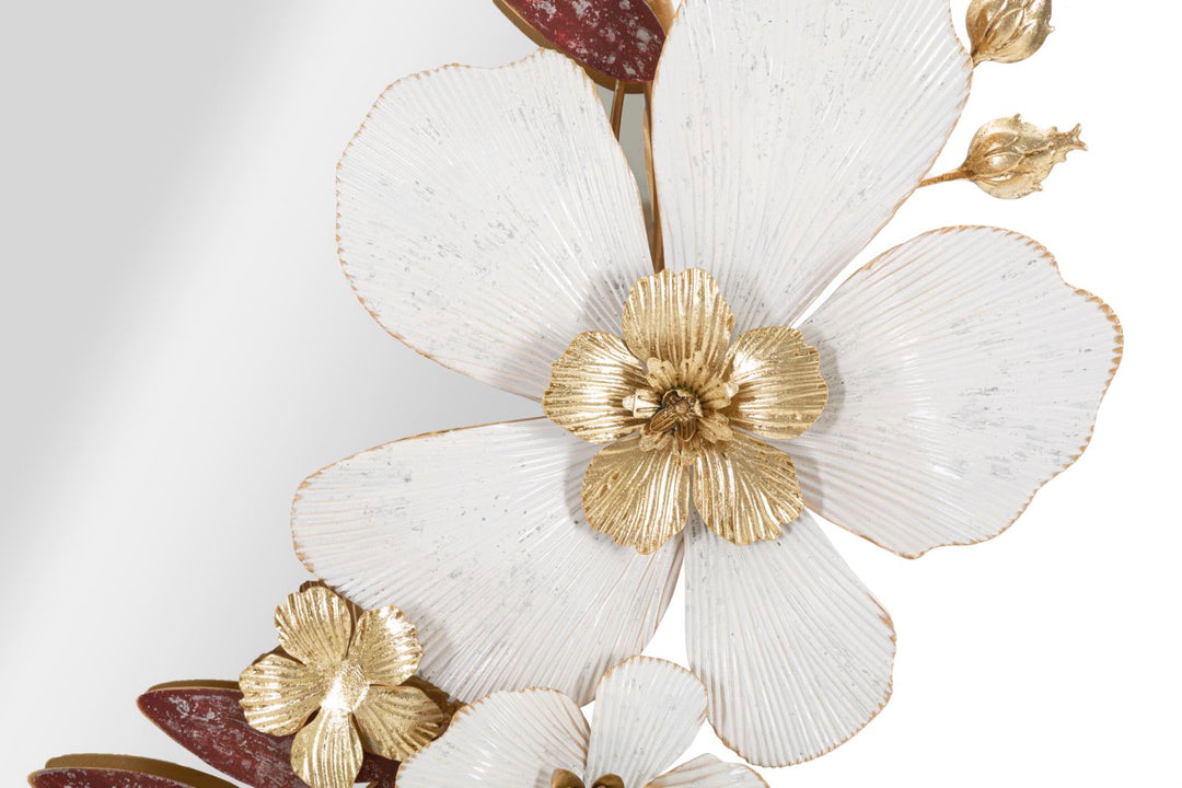 Floral de metal redondo Espejo de pared