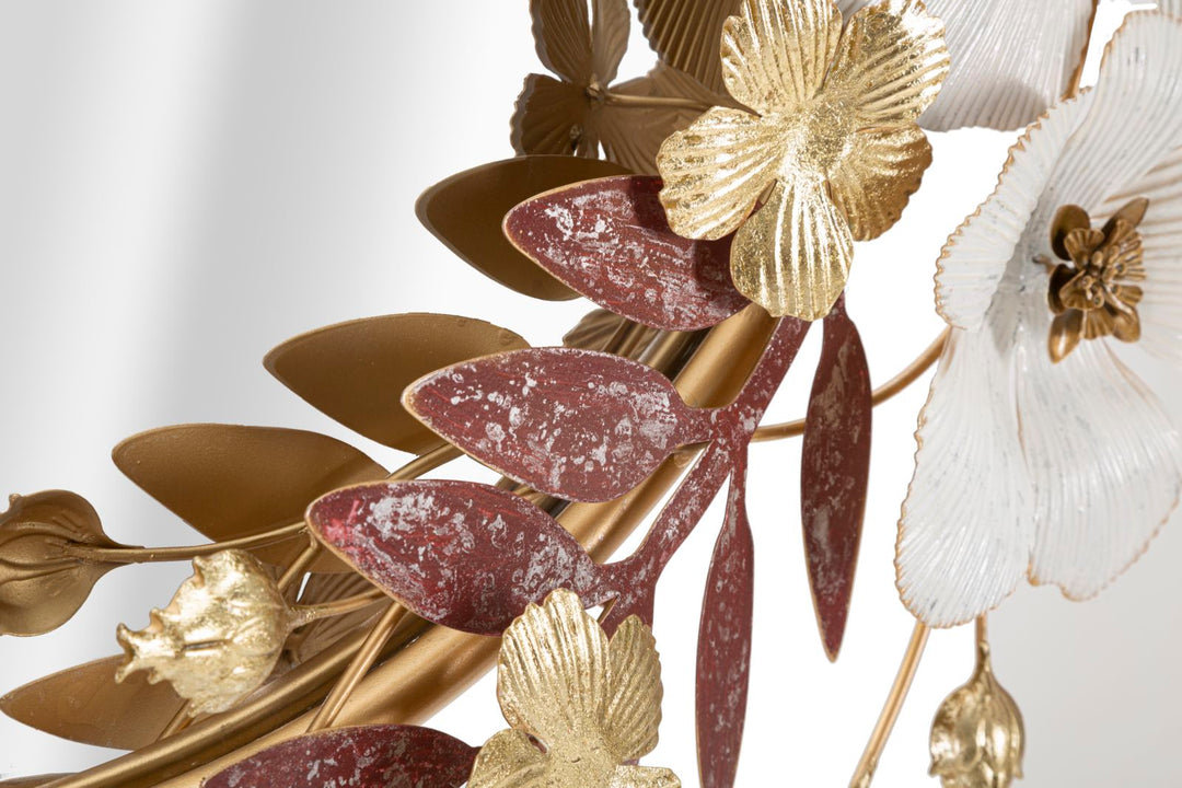 Floral de metal redondo Espejo de pared