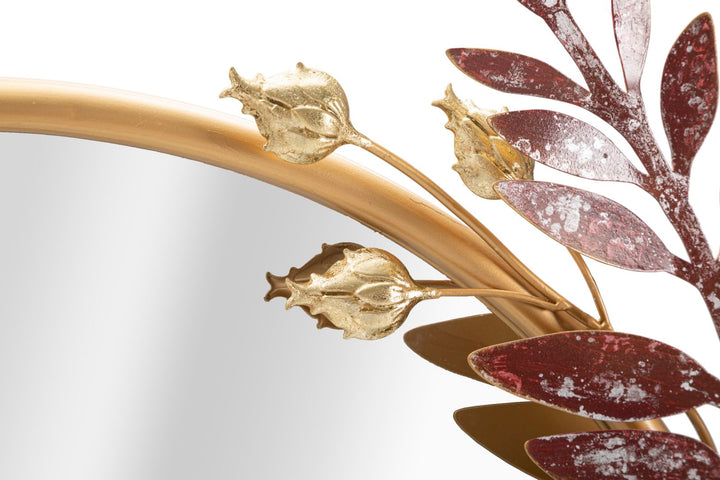 Floral de metal redondo Espejo de pared