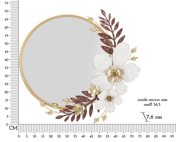 Floral de metal redondo Espejo de pared