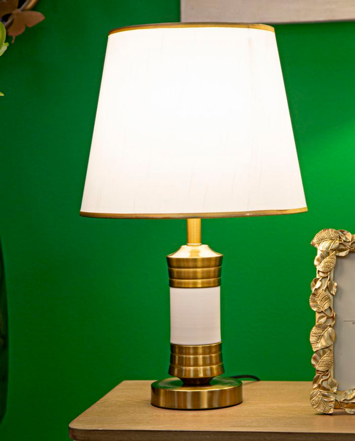 Lámpara de Sobremesa de Lujo Oro y Blanco