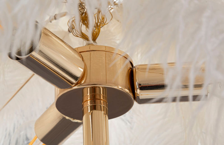 Lámpara de pie Gold and White Feathered