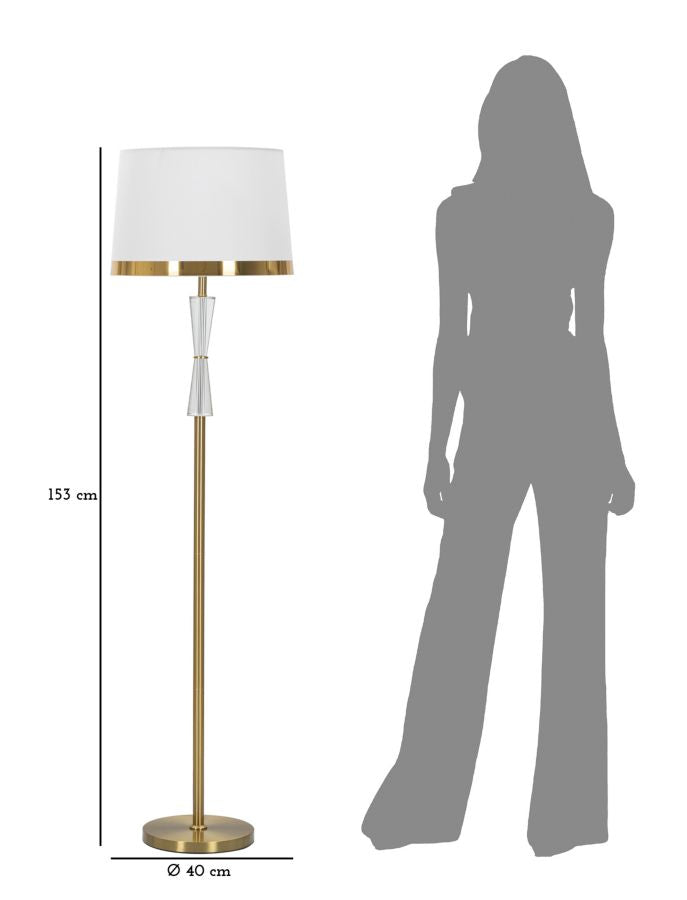 Lámpara de Pie de Lujo Oro y Blanco