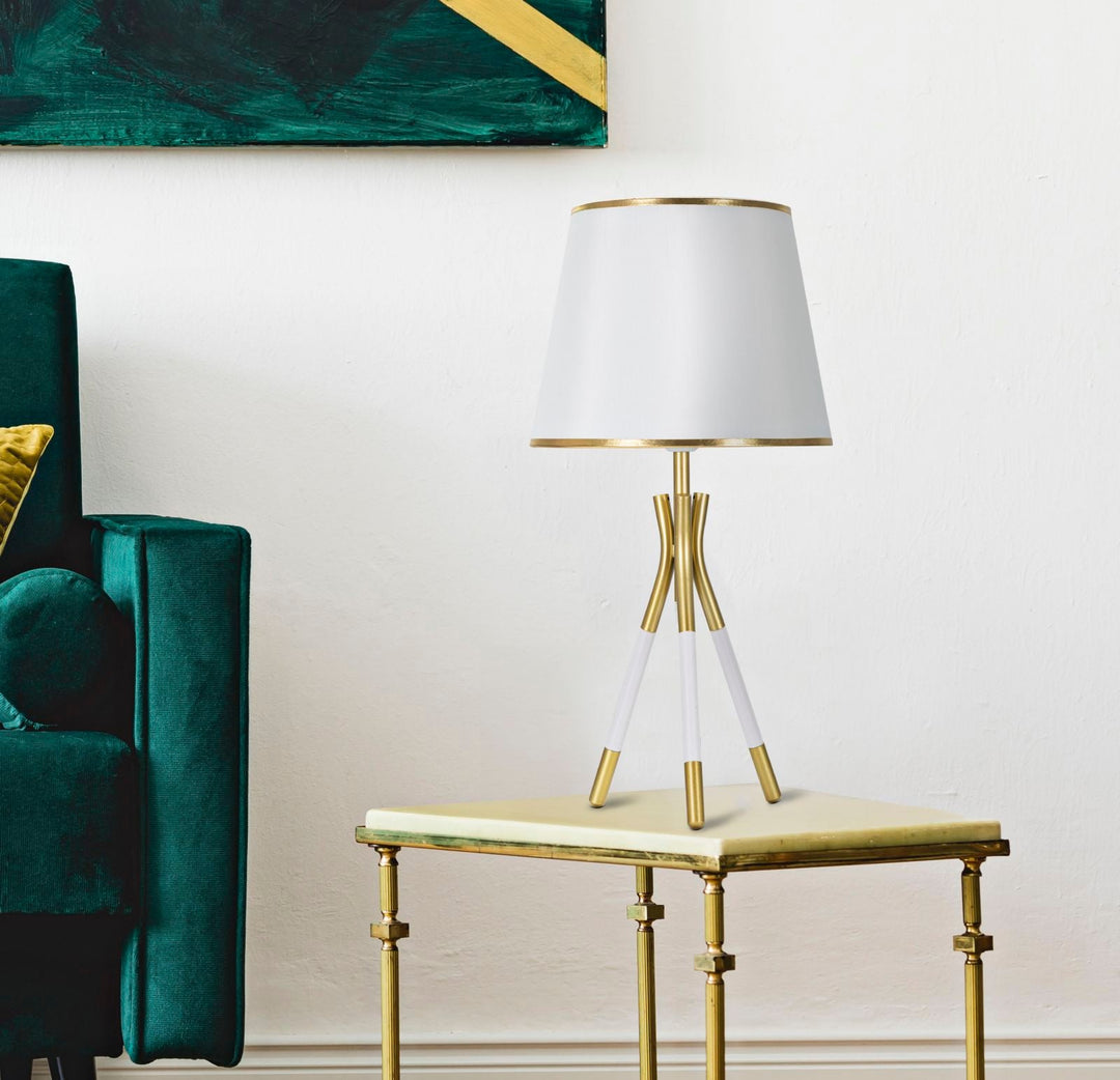 Lámpara de Sobremesa Oro y Blanco Metal con 3 Patas