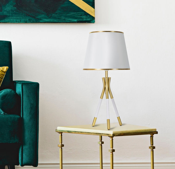 Lámpara de Sobremesa Oro y Blanco Metal con 3 Patas