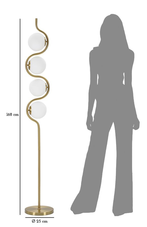 Lámpara de Pie de Metal Dorado con 4 Quemadores