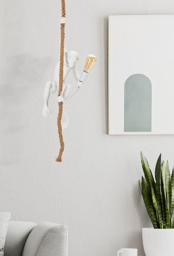 Lámpara de Techo Mono Oro y Blanco