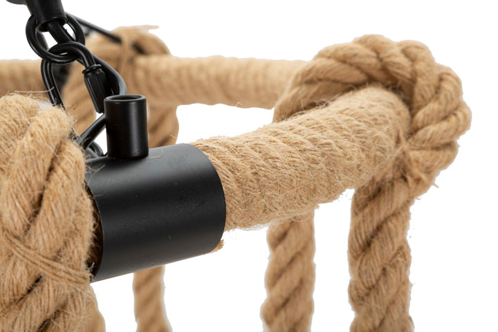 Lámpara de techo redonda de cuerda con estructura de metal – Circle Collection