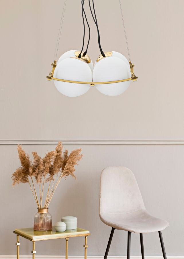 Lámpara de Techo Geométrica de Metal Dorado con 4 Bombillas