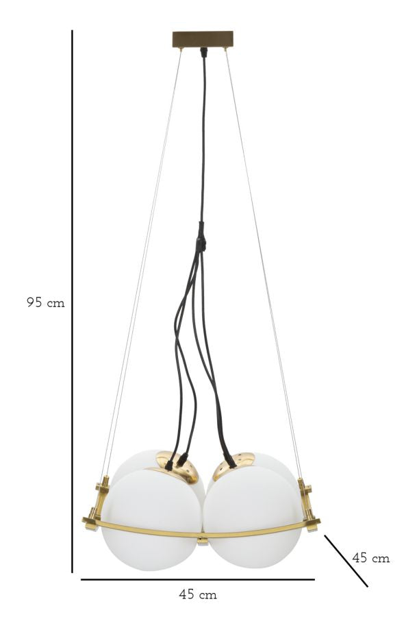 Lámpara de Techo Geométrica de Metal Dorado con 4 Bombillas