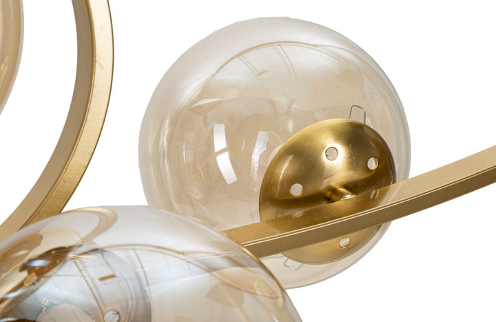 Lámpara de Techo de Metal Dorado con 7 Lámparas