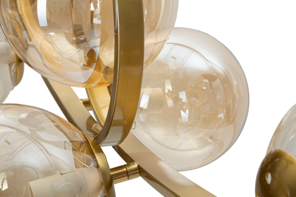 Lámpara de Techo de Metal Dorado con 7 Lámparas