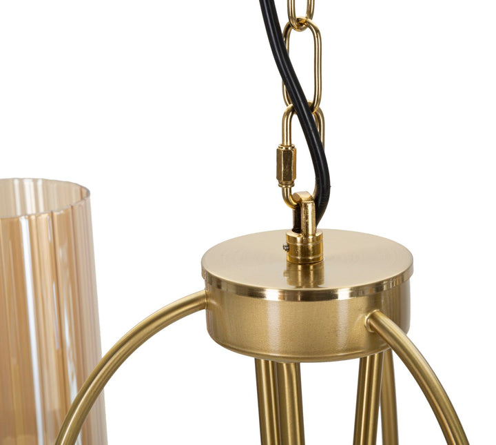 Lámpara de Techo en Forma de Gota de Metal Dorado con 3 Quemadores