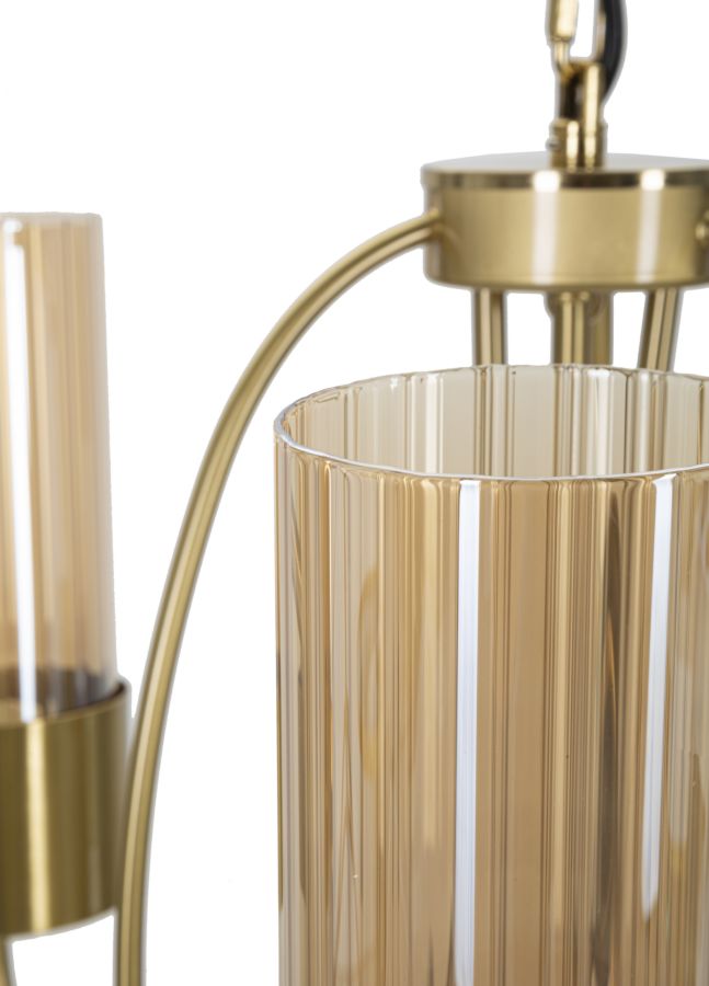 Lámpara de Techo en Forma de Gota de Metal Dorado con 3 Quemadores