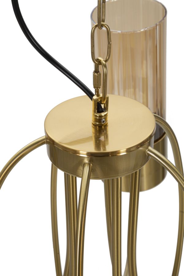 Lámpara de Techo en Forma de Gota de Metal Dorado con 5 Bombillas