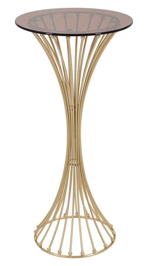 Mesa pedestal de metal dorado con base decorativa – Centur estilo moderno