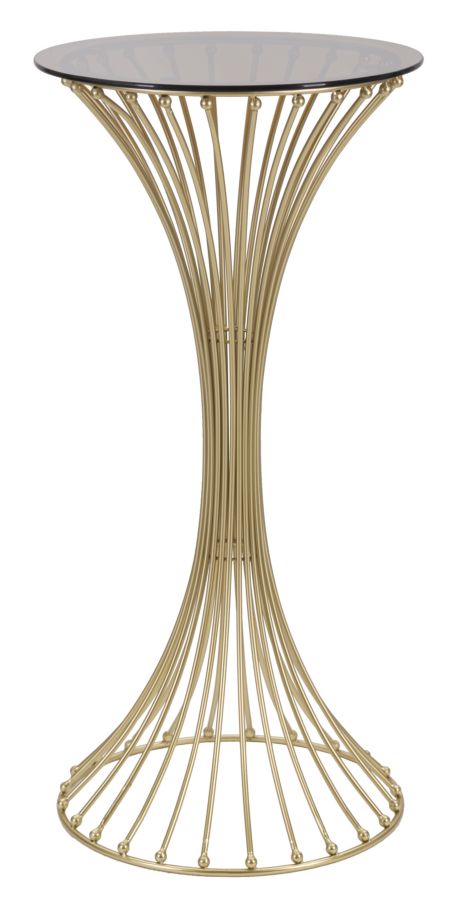 Mesa alta de metal dorado con base decorativa – Centur mesa de acento