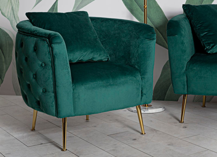 Sillón de terciopelo verde esmeralda – Bucarest sillón de acento tapizado