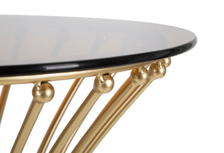 Mesa alta de metal dorado con base decorativa – Centur mesa de acento