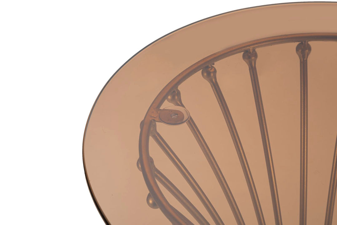 Mesa pedestal de metal dorado con base decorativa – Centur estilo moderno