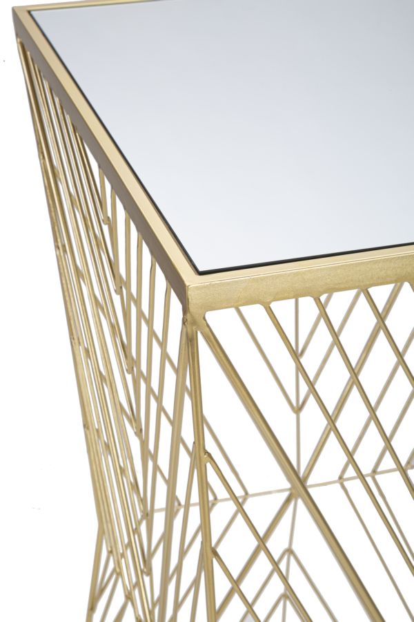 Mesa alta de metal dorado – Lines 4 diseño moderno