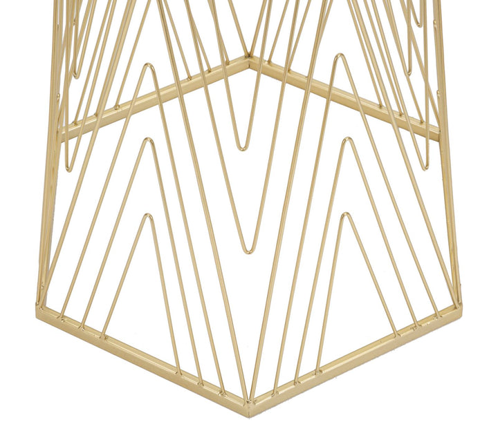 Mesa pedestal de metal dorado – Lines 6 diseño moderno