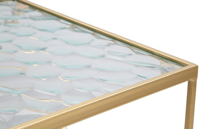 Juego de 2 mesas auxiliares de cristal con base dorada – Glassy Collection