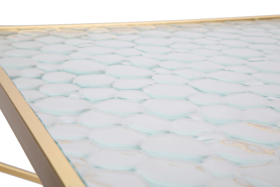 Mesas auxiliares de metal dorado con tapa de cristal – Glassy Coppia