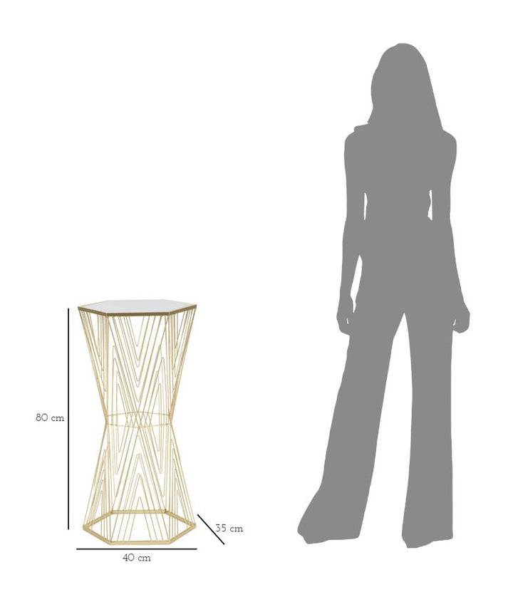 Mesa pedestal de metal dorado – Lines 6 diseño moderno