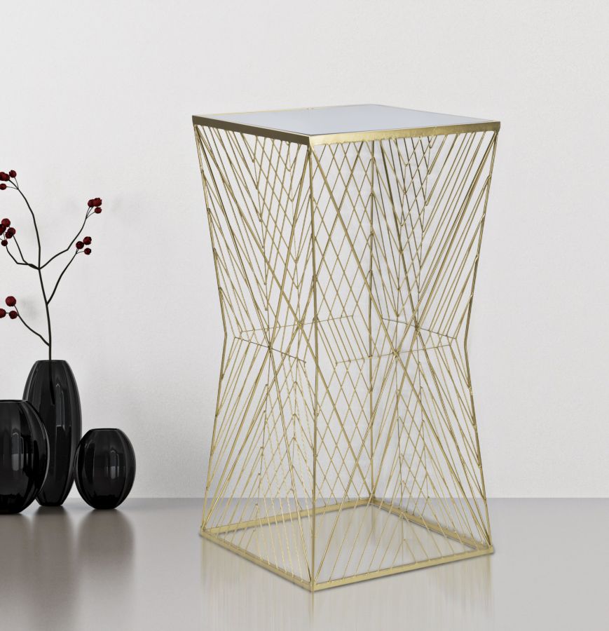 Mesa alta de metal dorado – Lines 4 diseño moderno