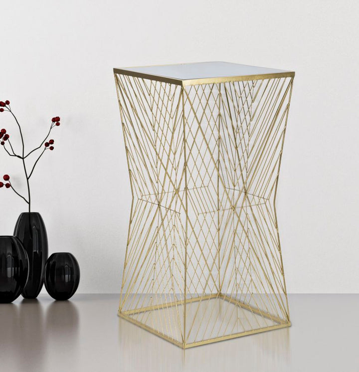 Mesa alta de metal dorado – Lines 4 diseño moderno