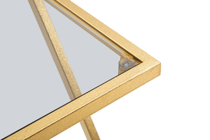 Juego de 2 mesas auxiliares geométricas con base de metal dorado – Z Design